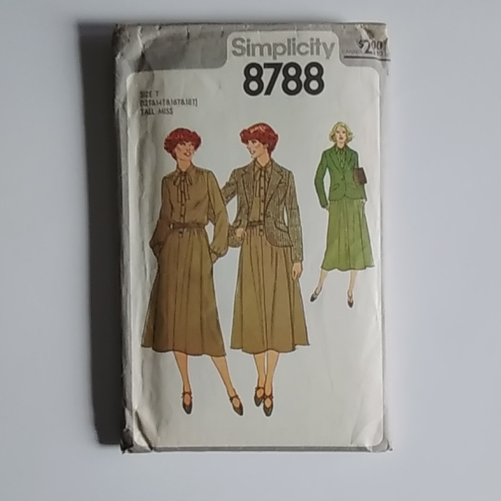 Simplicity 12-18 Tall Pattern #8788 Vintage 1978 Suit Wardrobe